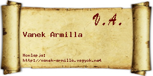 Vanek Armilla névjegykártya